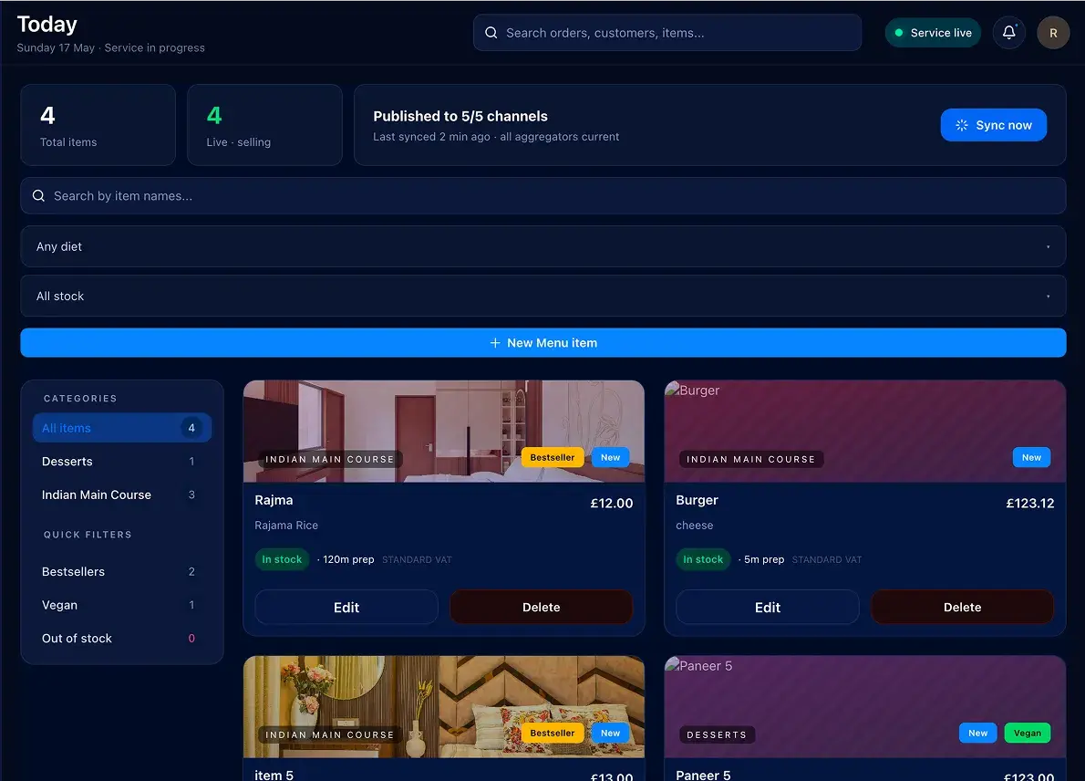 Menu Management