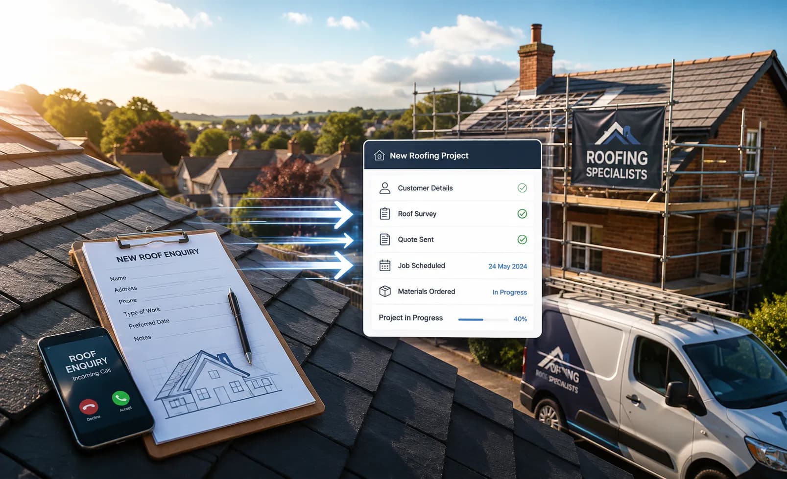 Turn Roofing Enquiries into Organised Projects