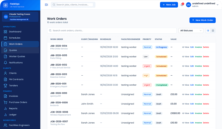 Work Orders Dashboard